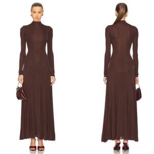 HELSA Zia Long Sleeve Knit Mockneck Brown Maxi Dress Size XL